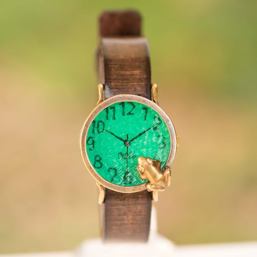 froggywatch 凝望池塘的青蛙款手錶M翡翠綠