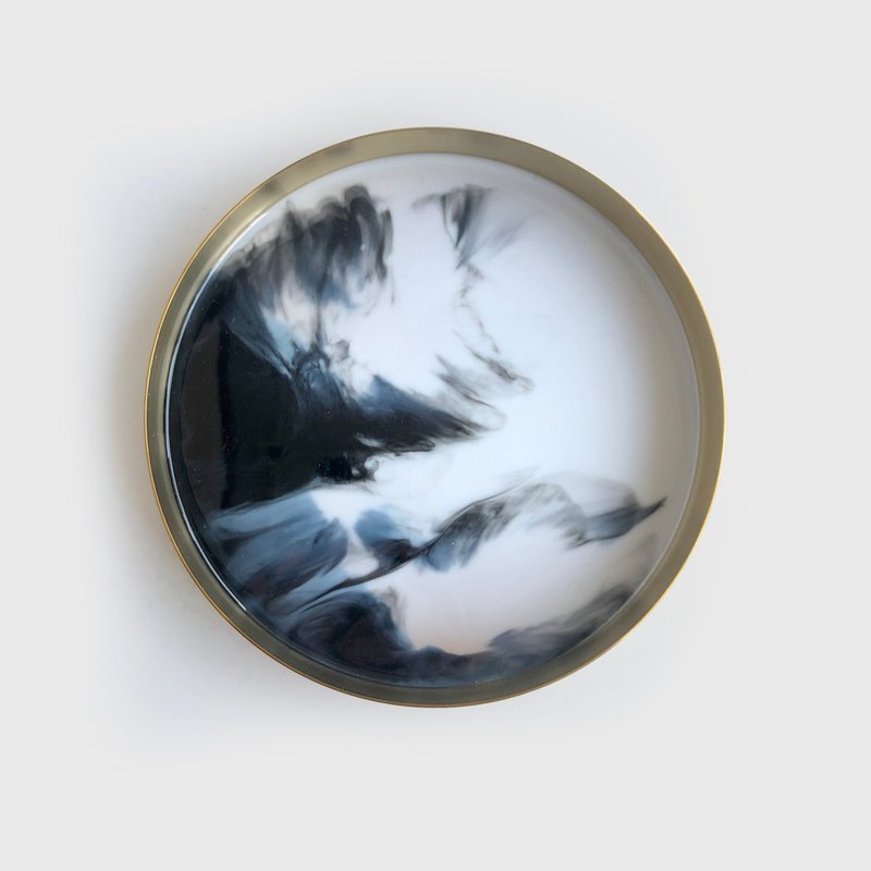 樹脂流體藝術托盤 I 黑色/白色 I 圓形 - 擺飾/家飾品 - 其他材質 白色