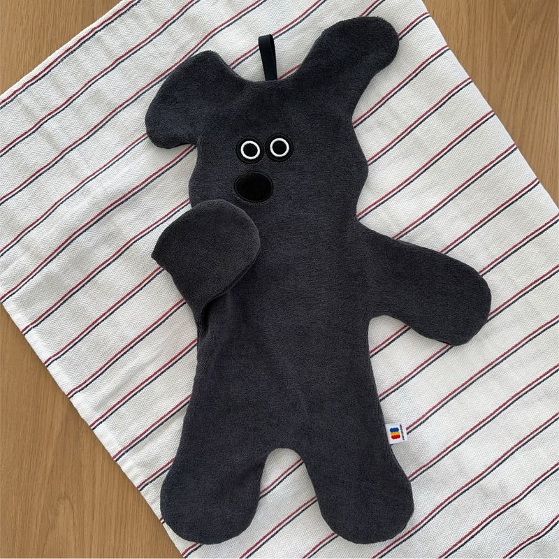 PAPA.GO.PAPA Piz Puppy Hand Towel - ผ้าขนหนู - ผ้าฝ้าย/ผ้าลินิน สีดำ