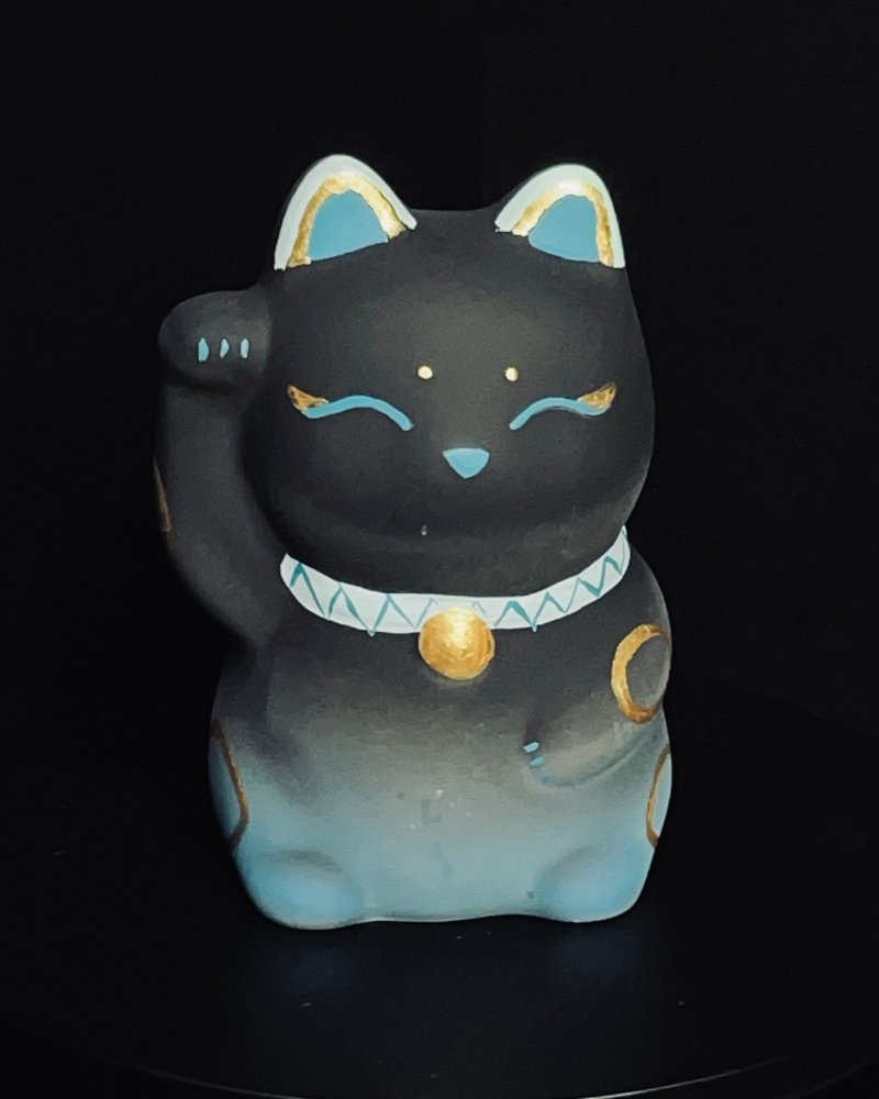 手繪石膏招財貓擴香石 - 擺飾/家飾品 - 其他材質 藍色