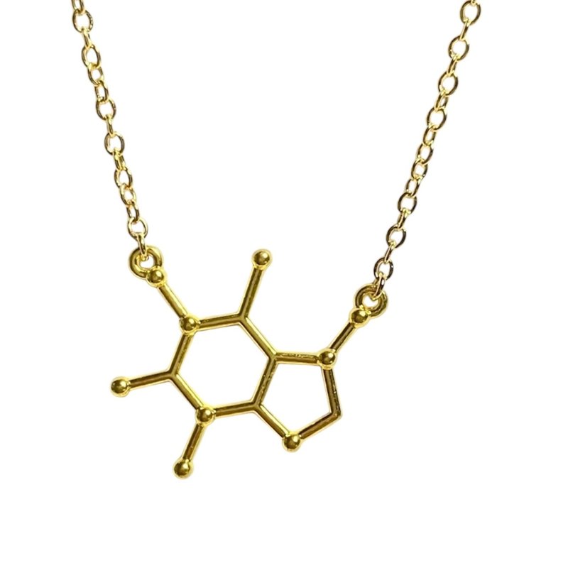 Caffeine Necklace Structural Formula Necklace - Necklaces - Other Metals Gold