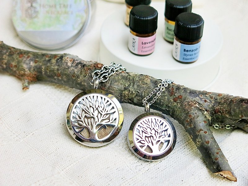 Recommended Essential Oil Necklace for Summer Protection - Home Tree Huangteng Fragrance Diffuser Necklace Contains 2ml Essential Oil - Necklaces - Stainless Steel Silver