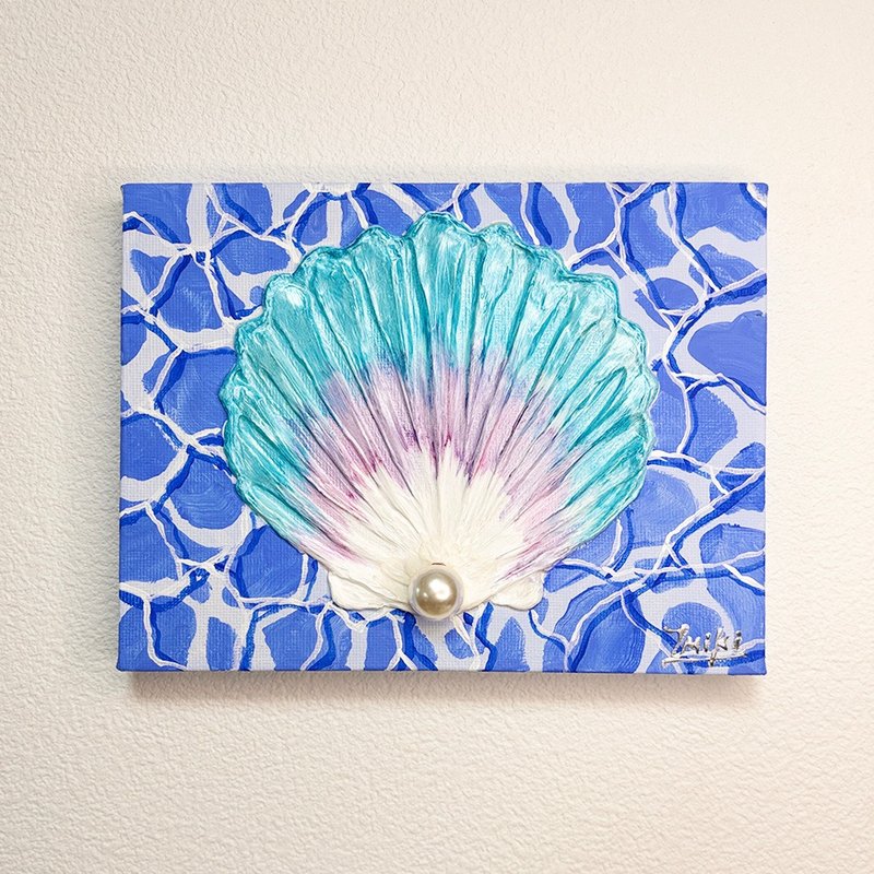 Original Artwork Painting Acrylic Shell 18x14cm - โปสเตอร์ - วัสดุอื่นๆ สีน้ำเงิน