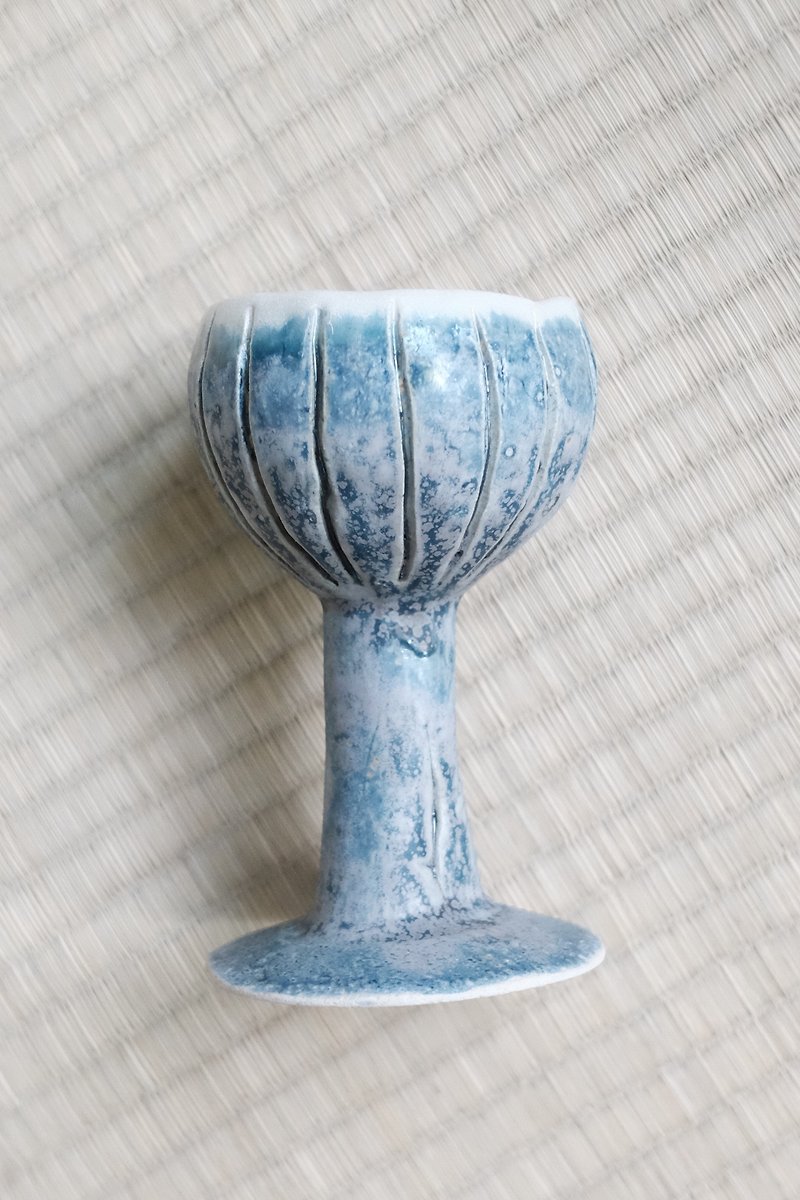 【Blue Wine Glass】Handmade Pottery Cup/Utensil - แก้วไวน์ - ดินเผา หลากหลายสี