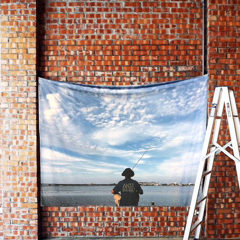 免費訂製你的專屬壁幔 家飾 布幔 BM09 釣客 Wall Tapestry - 牆貼/牆身裝飾 - 聚酯纖維 藍色