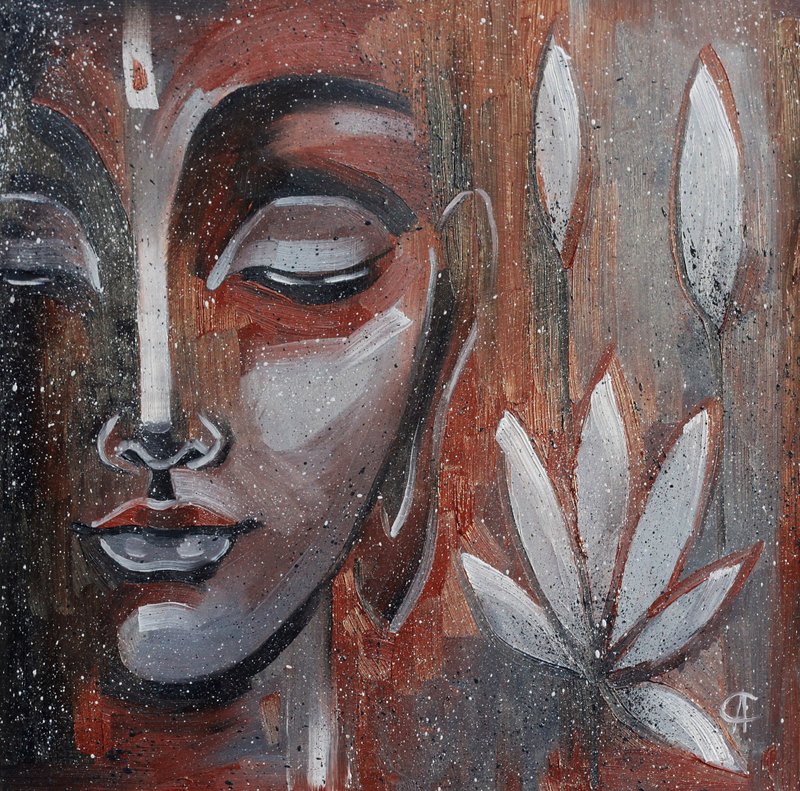 佛画冥想原始艺术禅宗艺术精神装饰 - 海報/掛畫/掛布 - 其他材質 灰色