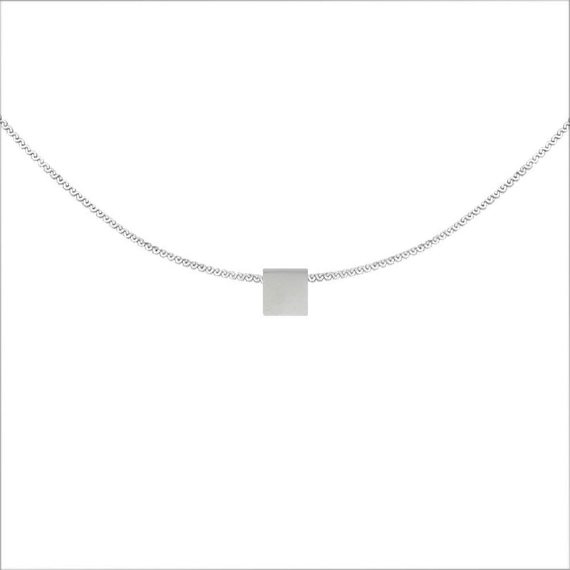 Three-dimensional Small Square Steel Necklace-Steel - สร้อยคอ - สแตนเลส สีใส