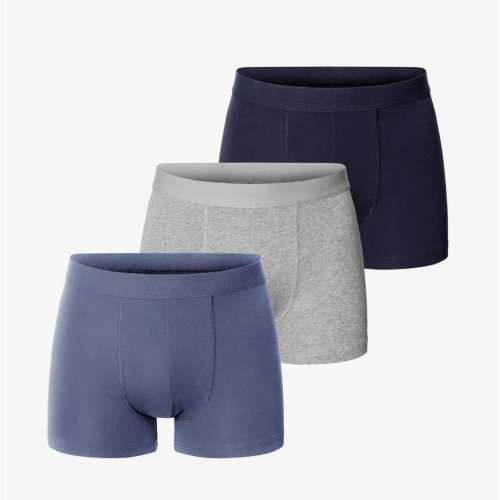 Bread & Boxers 北歐極簡 - 3入組 - 有機棉男用四角內褲 - 灰 / 丹寧藍 / 深藍