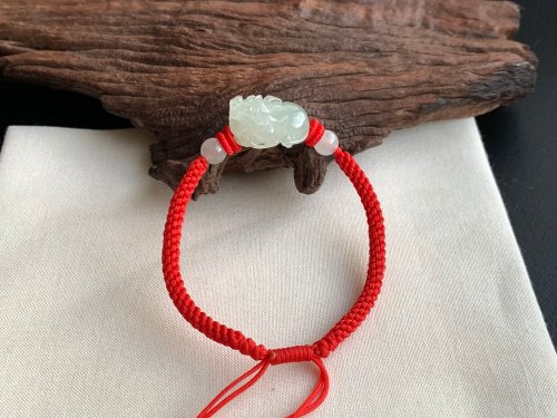 淳玉晶品坊 快速出貨 免費開光 天然A貨緬甸玉翡翠招財貔貅手鍊 冰種翡翠