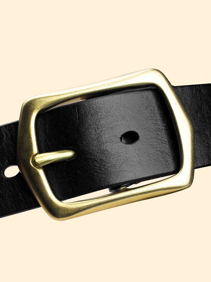 休閒真皮皮帶 手工純牛皮腰帶 復古銅扣 - 皮帶/腰帶 - 真皮 咖啡色