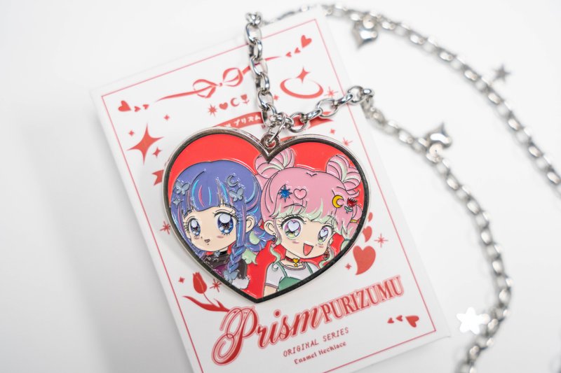 PRISM - Heart Shape Pin Necklace (Enamel) - สร้อยคอ - วัตถุเคลือบ สีแดง