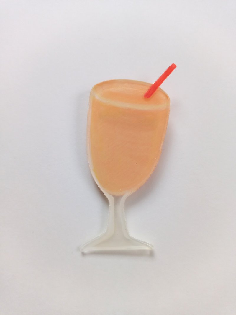 プラスチック ブローチ オレンジ - ヘンテコ　ブローチ　純喫茶のミックスジュース