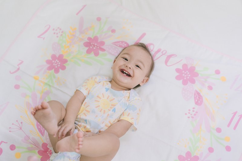 コットン・麻 ベビー寝具 ピンク - ハッピーブリーズガーデンの赤ちゃんの成長月の記録的なラップ。 SGS検査に合格しました。純綿ガーゼタオルパウダー