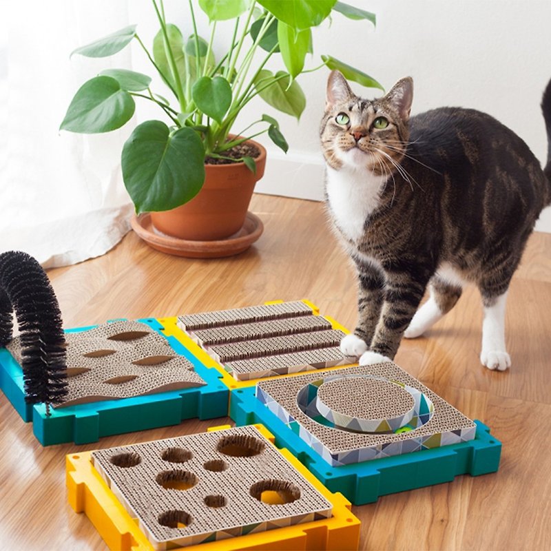 Door brush cat scratch board with cat grass skill - อุปกรณ์แมว - กระดาษ 