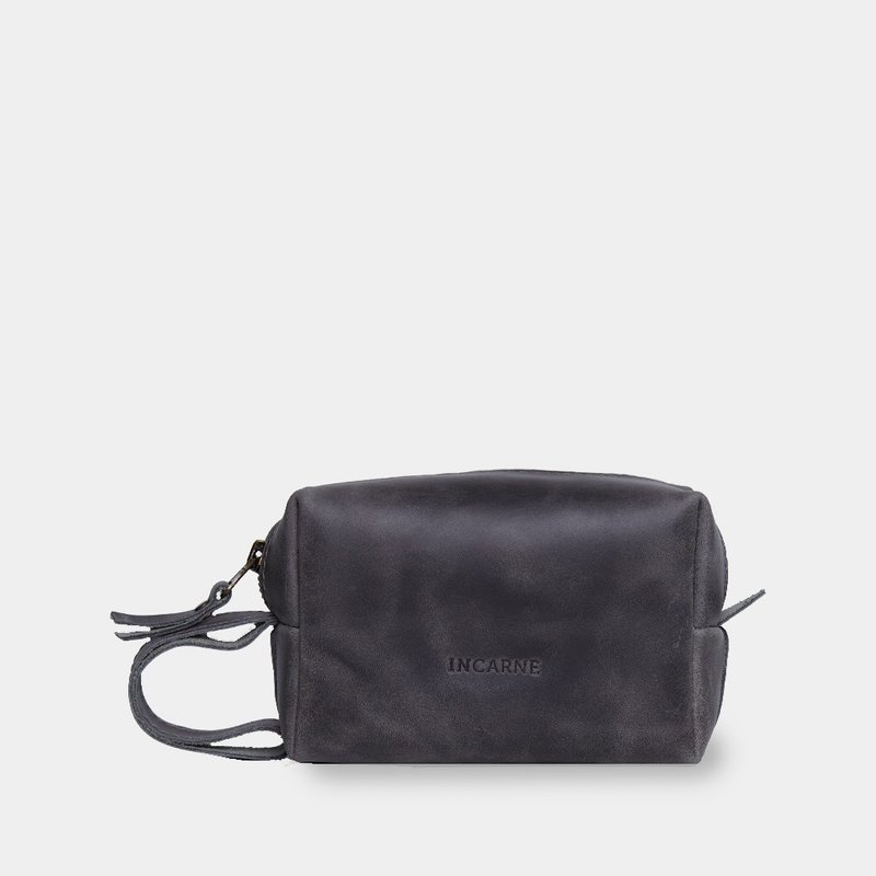 本革グレーケーブルオーガナイザー - スタイリッシュなテック収納バッグ - コードホルダー - 革 グレー