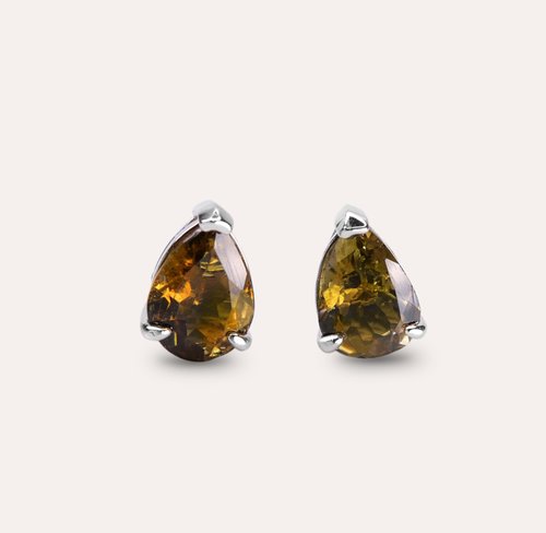 安珠 AND JEWEL 每天配戴的天然寶石 AND 碧璽 黃色 水滴 6*8mm 耳環 經典系列 Pear E 天然寶石 珠寶