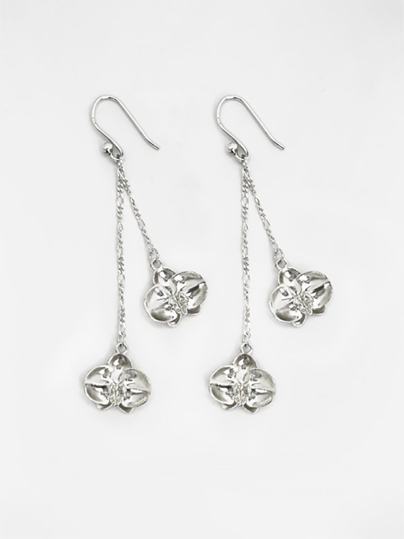 925 Sterling Silver Orchid Bloom Earrings SLOe01 - Earrings & Clip-ons - Sterling Silver 