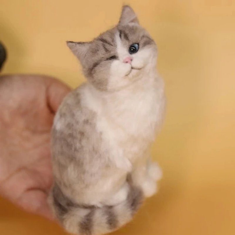 客製化逼真猫 羊毛氈 寵物 娃娃 定製 手工 狗狗猫咪 毛小孩  207 - 貓/狗玩具 - 羊毛 多色