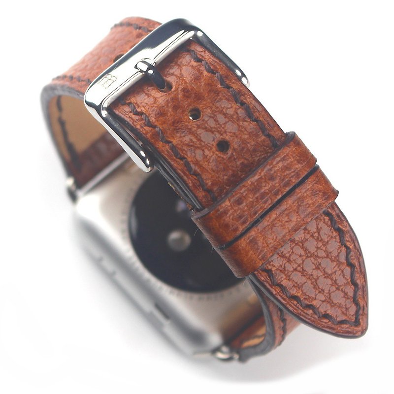 Apple watch handmade leather strap custom Italian Dollaro leather - Watchbands - Genuine Leather 