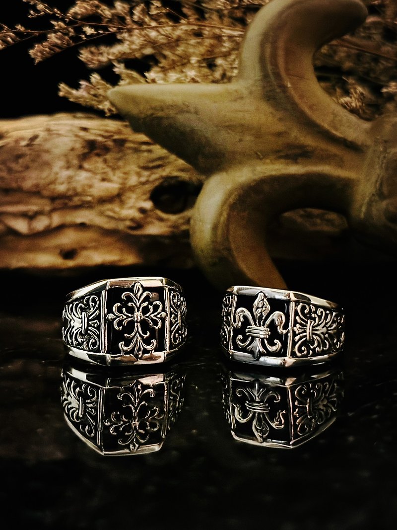 [Baroque Series] Obsession/Sterling Silver/Agate Stone/Cross & Iris - แหวนทั่วไป - เงินแท้ สีเงิน