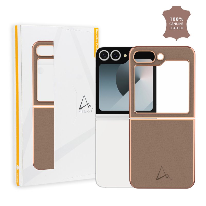 ARMOR Leather Phone Case for Samsung Galaxy Z Flip 6, Haze Blue - เคส/ซองมือถือ - หนังแท้ 