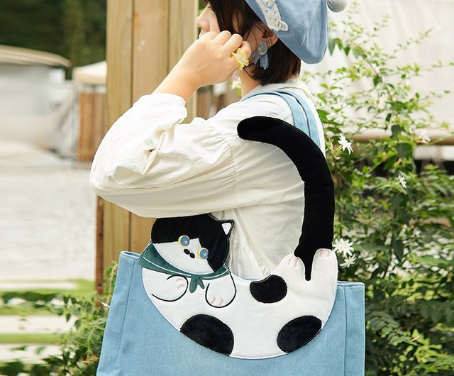 MEWJI Miaoji original cat cute Japanese cow cat large bag shoulder