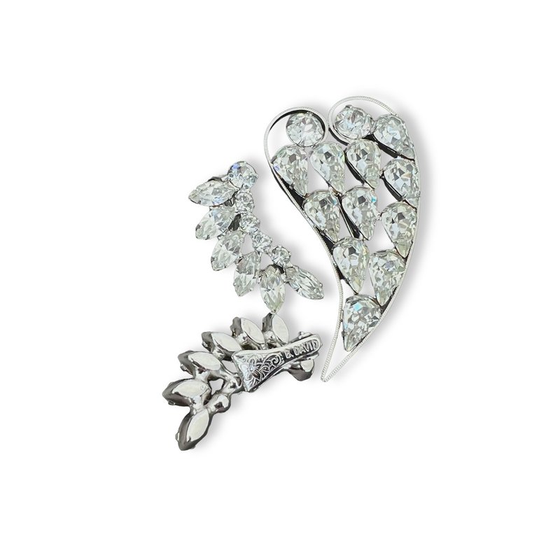 B. DAVID 古董套組 胸針與夾式耳環 水晶胸針 禮品推薦 - 胸針 - 其他金屬 銀色