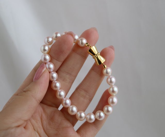 あこや真珠ブレスレット。約7.5ミリ あこや真珠 ブレスレット 2Way ホワイト 5.0-7.5mm スライド式