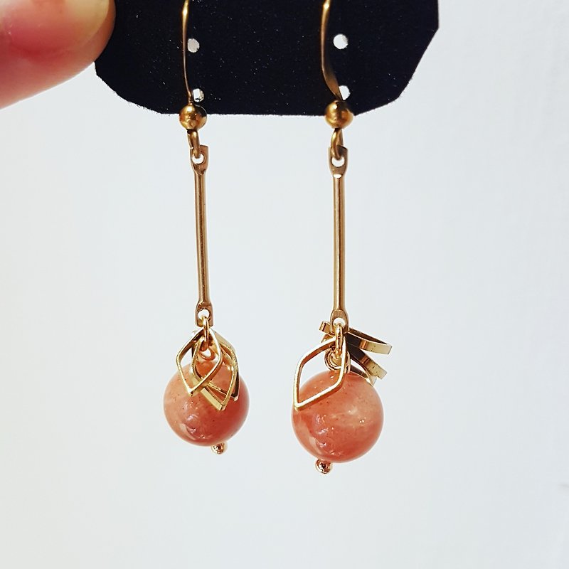 Copper hand made _ agate copper earrings dangle earrings - Earrings & Clip-ons - Jade Orange