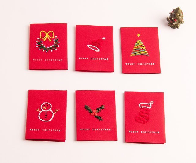 紙刺繍クリスマスカードセット - ショップ birthembroiderygirl カード