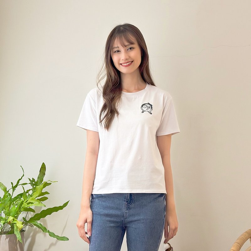 Hana Mokuba 圓領俏皮女孩印花布貼休閒T恤 - 女裝 T 恤 - 其他材質 