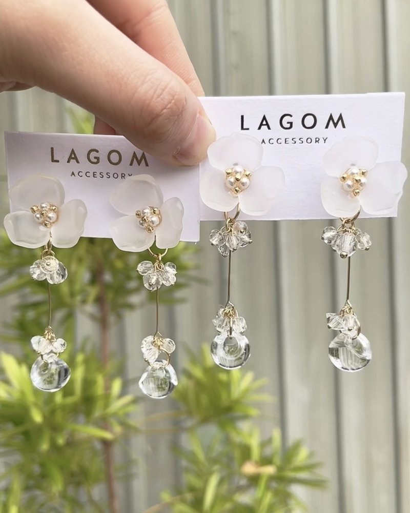 Floral Earrings - Earrings & Clip-ons - Crystal White