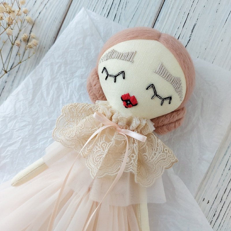 Handmade rag doll / Interior pastel decor / Creative gift for her / Single copy - Stuffed Dolls & Figurines - Other Materials Pink