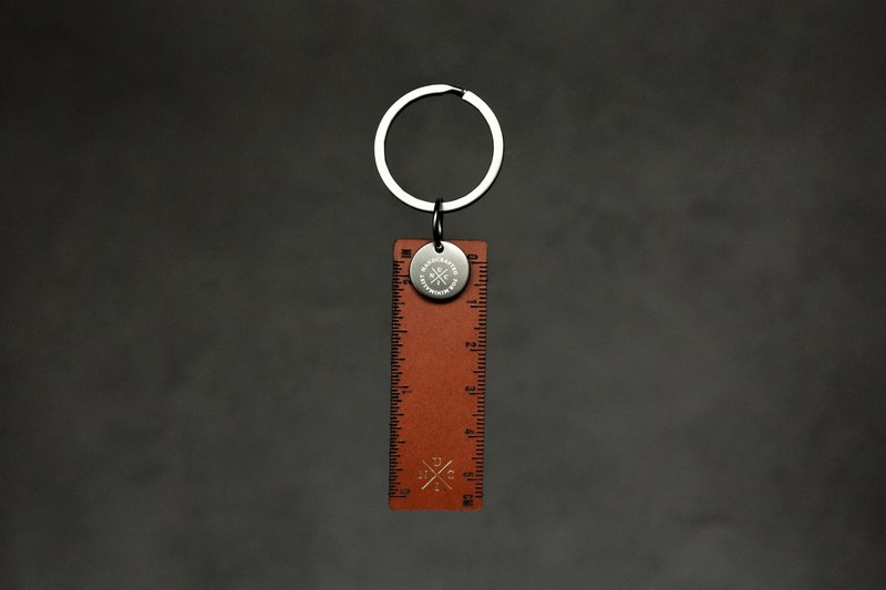 UNIC經典皮尺鑰匙圈 / 真皮吊飾【可客製化】 - 鑰匙圈/鑰匙包 - 真皮 咖啡色