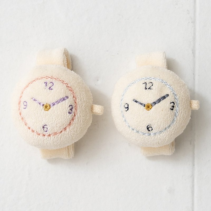 【NEW ARRIVAL!!】Y-1392 100%オーガニックコットン 時計のガラガラ 日本製 - 嬰兒手鍊/飾品 - 棉．麻 白色