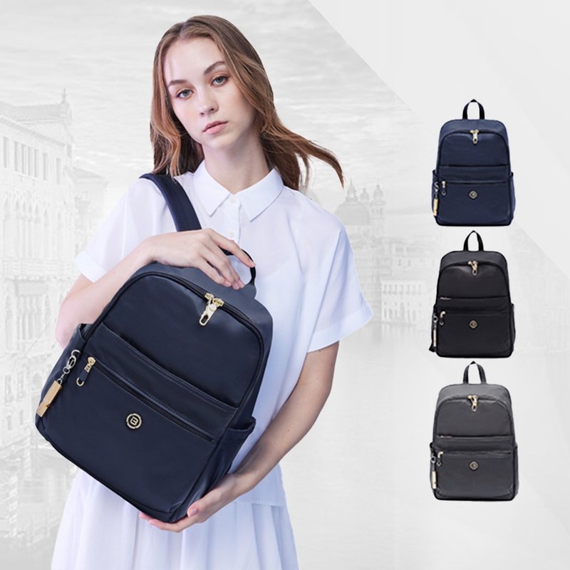 13-inch laptop backpack, travel and leisure bag, anti-theft recording, anti-theft bag, large opening backpack, black, gray and blue - กระเป๋าเป้สะพายหลัง - ไนลอน สีดำ