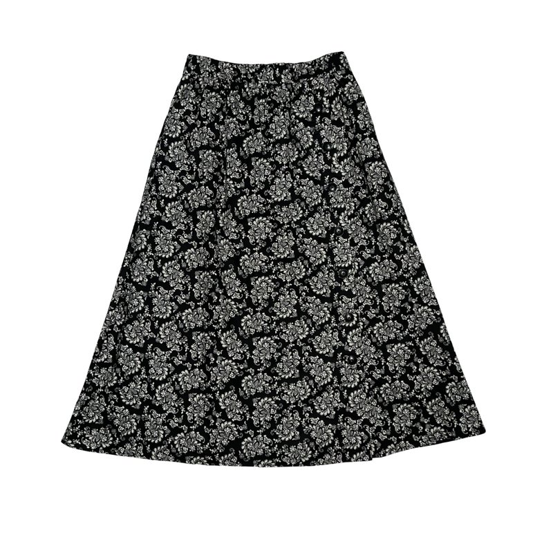 (Women's) Paisley Print Skirt - Black - กระโปรง - ผ้าฝ้าย/ผ้าลินิน สีเขียว