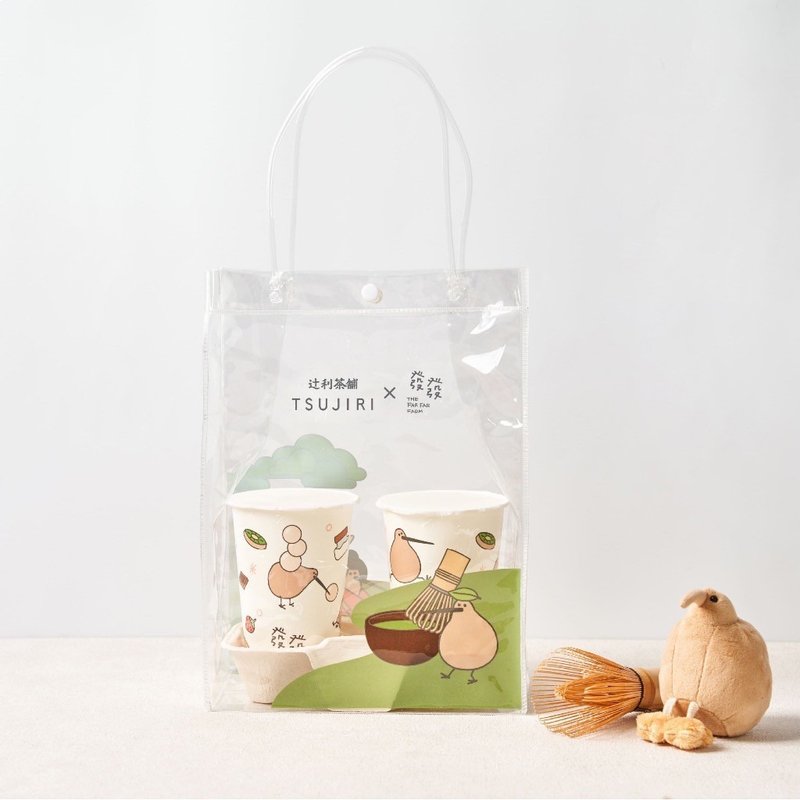 B02 Fafa x Tsujiri Tea Shop co-branded kiwi transparent bag - กระเป๋าถือ - พลาสติก สีเขียว