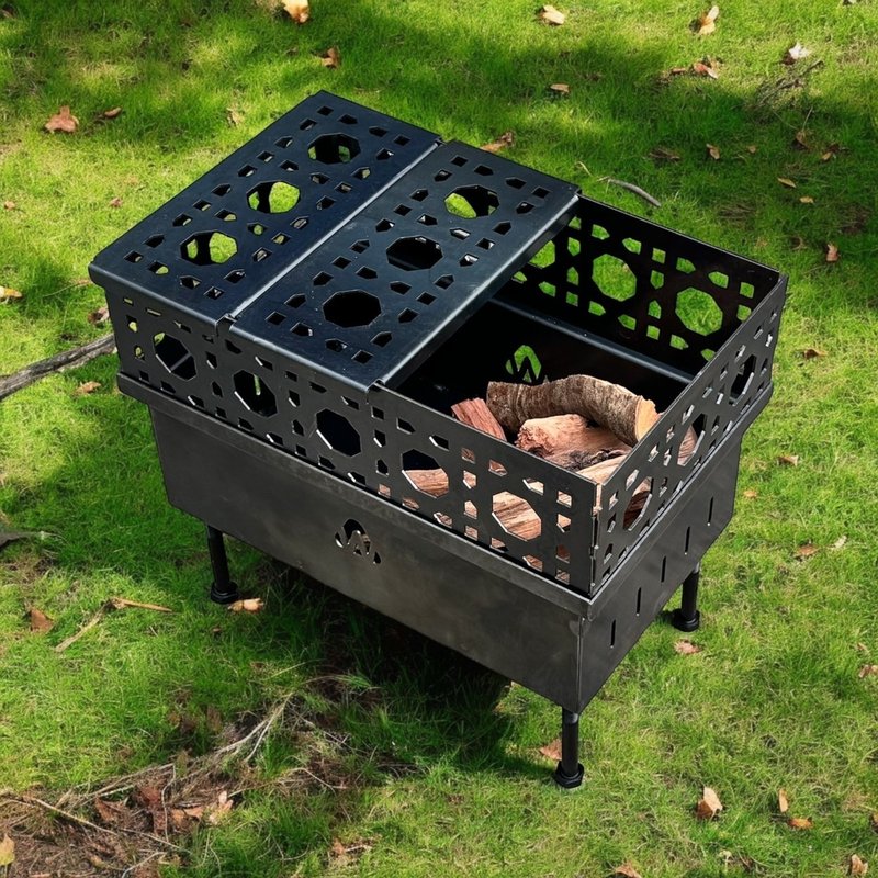 Rattan -style Flame Campfire Pit - Camping Gear & Picnic Sets - Other Metals Black