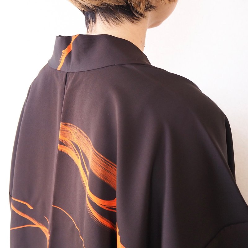 【日本製】ヴィンテージ羽織　光橙　手描き染め　deep maroon 正絹羽織　ネクストファッション　ヴィンテージフリーク - ジャケット - シルク・絹 ブラウン