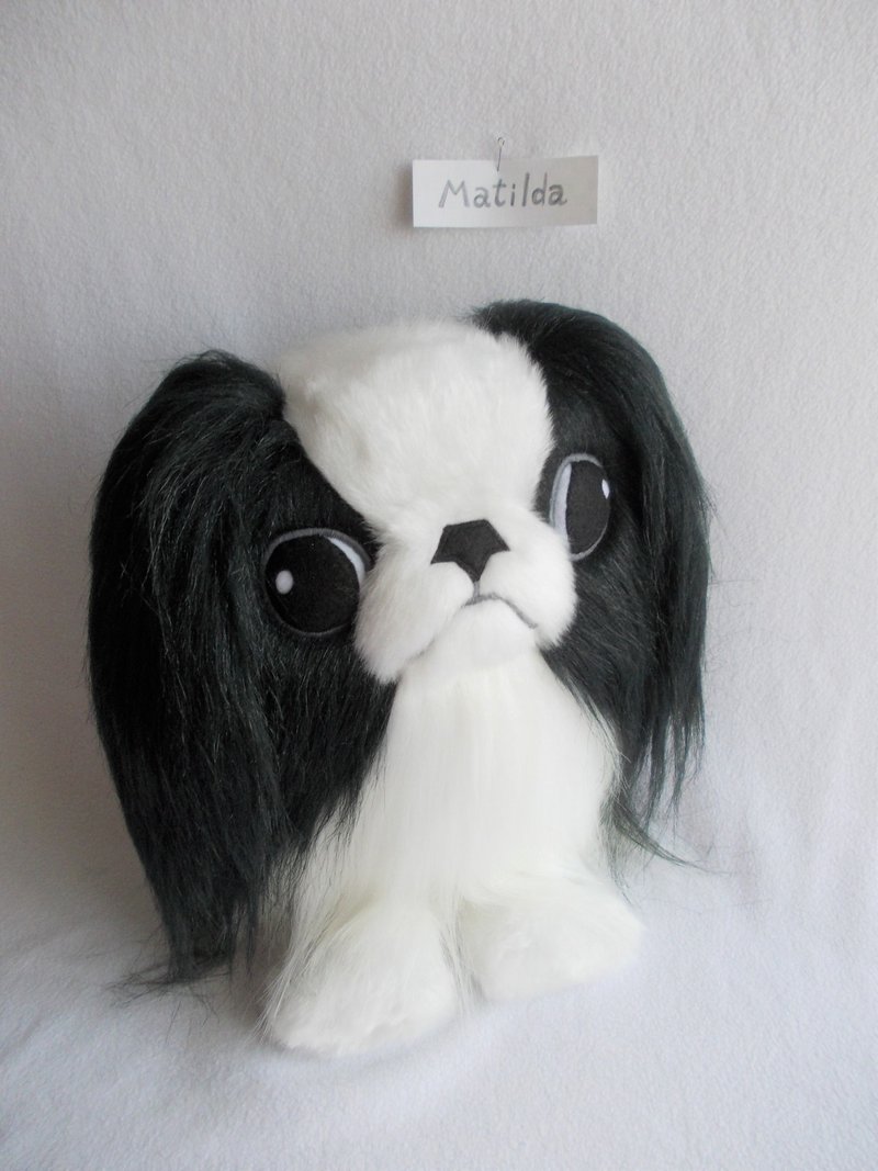 Japanese Chin stuffed animal, Black Chin furry dog,  plush Chin big toy Matilda - Stuffed Dolls & Figurines - Other Materials Black