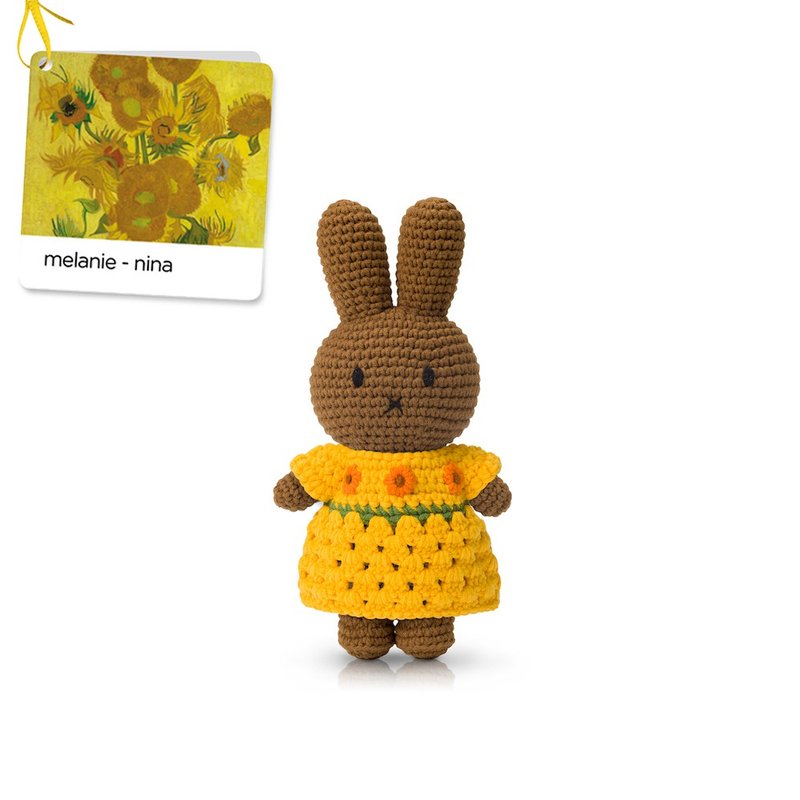 荷蘭Miffy米飛兔【melanie梵谷向日葵洋裝】手工鉤針純棉療癒娃娃 - 公仔/玩偶 - 棉．麻 橘色