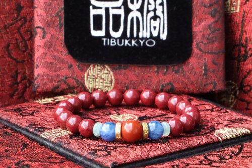 TIBUKKYO德榕藏品 原礦天然硃砂手珠 8mm 南紅瑪瑙隔珠 手鍊飾品 DIY設計 佛珠避邪