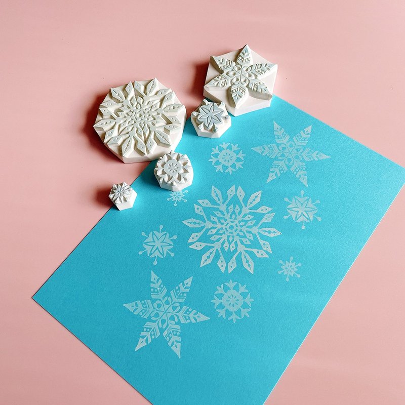 Apu手工章 精美雪花印章组 5款选 手帐印章 - 印章/印台 - 橡膠 