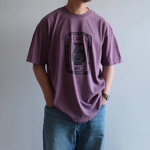 wagdog garment dye short sleeve t-shirt / raspberry / unisex / CIAO