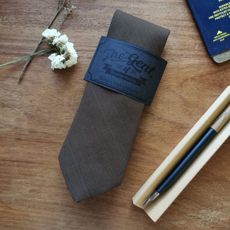 The GENT Classic Brown Plaid Necktie - 領帶/領帶夾 - 棉．麻 咖啡色