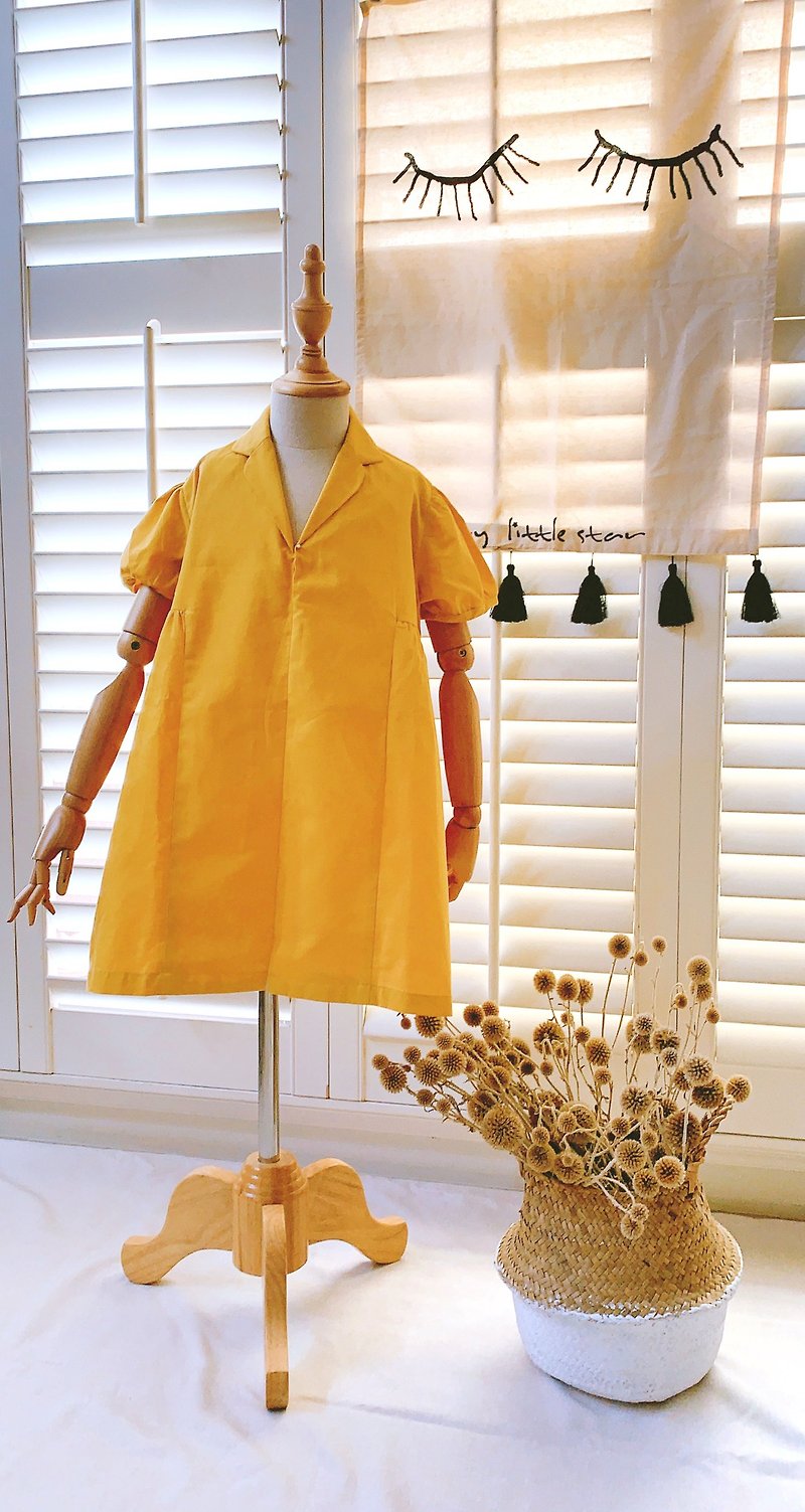 私の小さな星の夏のマンゴーオーガニックコットン日本の手作りドレス - スカート - コットン・麻 多色