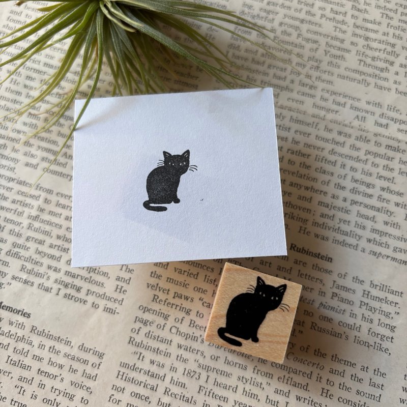 薄目の黒猫はんこ - 印章/印台 - 橡膠 