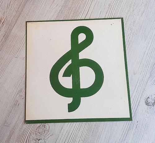 RetroRussia Treble clef tin signboard green white – Soviet school music class door plate