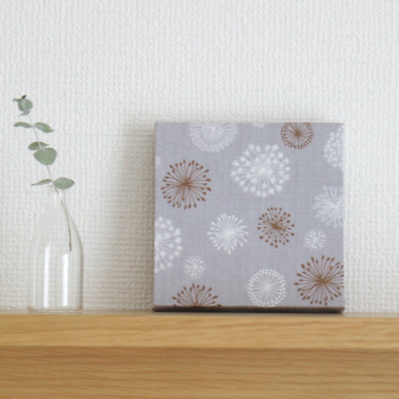 12x12cm Fabric Panel [Dandelion Gray] - Wall Décor - Cotton & Hemp Gray